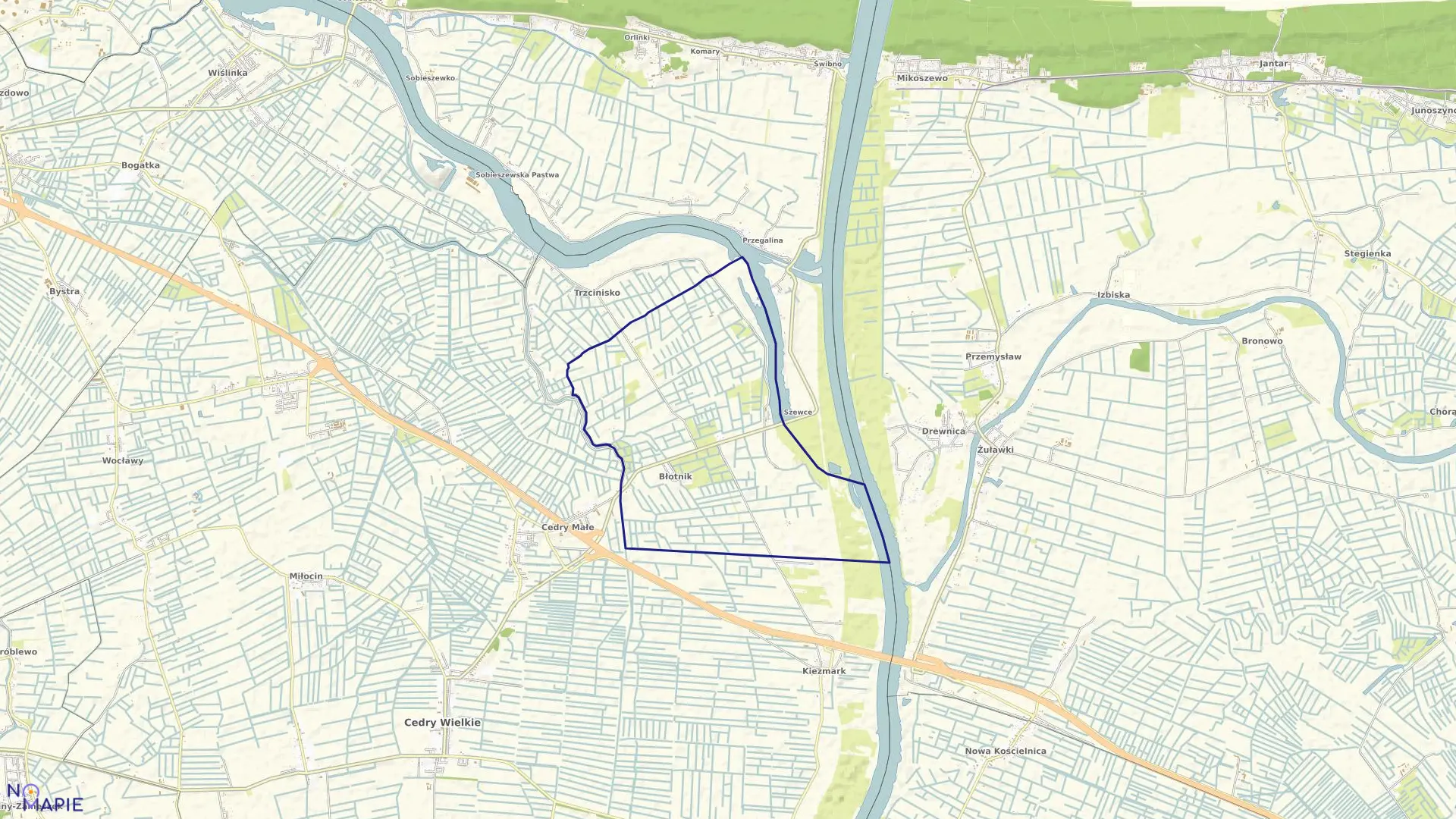 Mapa obrębu Błotnik w gminie Cedry Wielkie