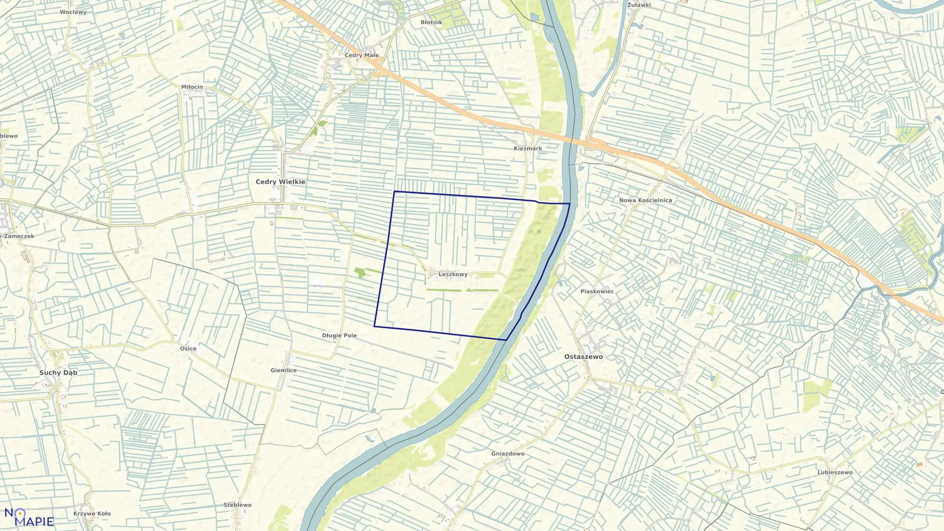 Mapa obrębu Leszkowy w gminie Cedry Wielkie